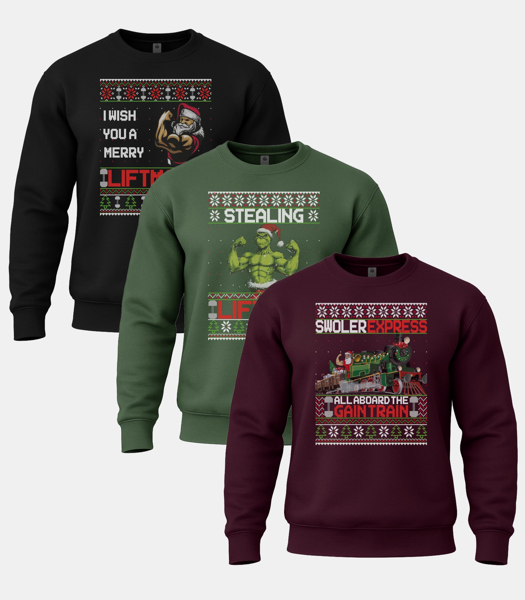 Merry Liftmas Gym Sweatshirt 3 Pack