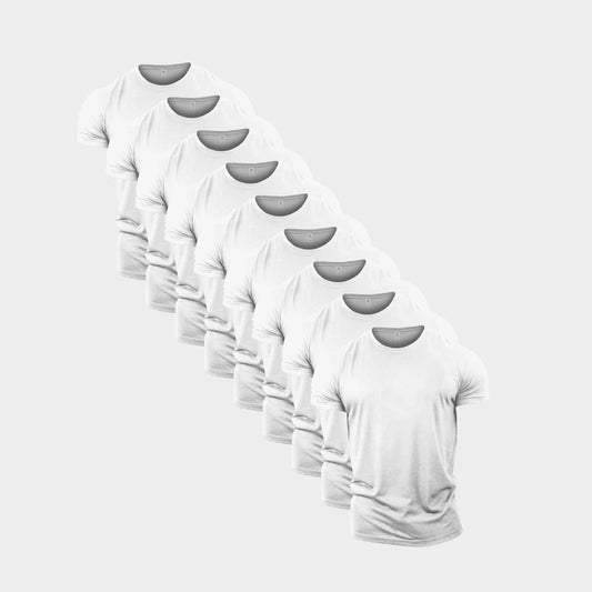 All White Crew Neck T-Shirt 9 Pack