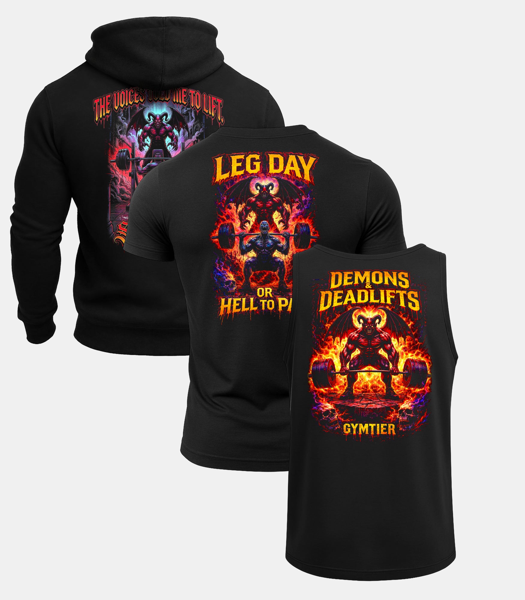 Demons & Deadlifts Hoodie Tee Vest 3 Pack