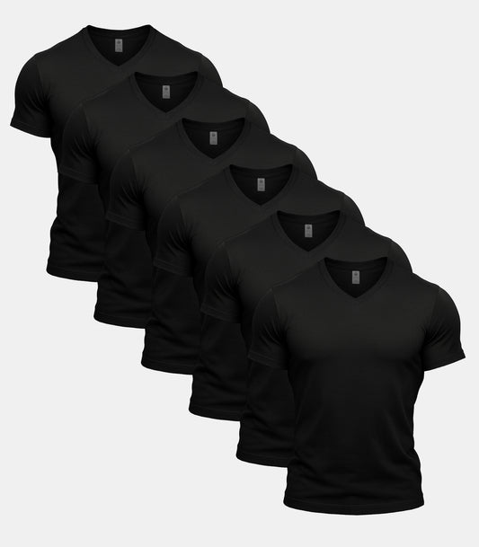 All Black V-Neck 6 Pack