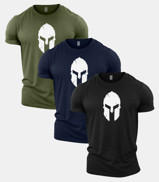 Spartan Helmet Gym T-Shirt 3 Pack
