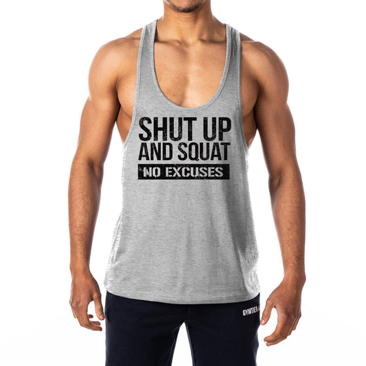 Shut Up And Squat No Excuses Mens Stringer Tank Top