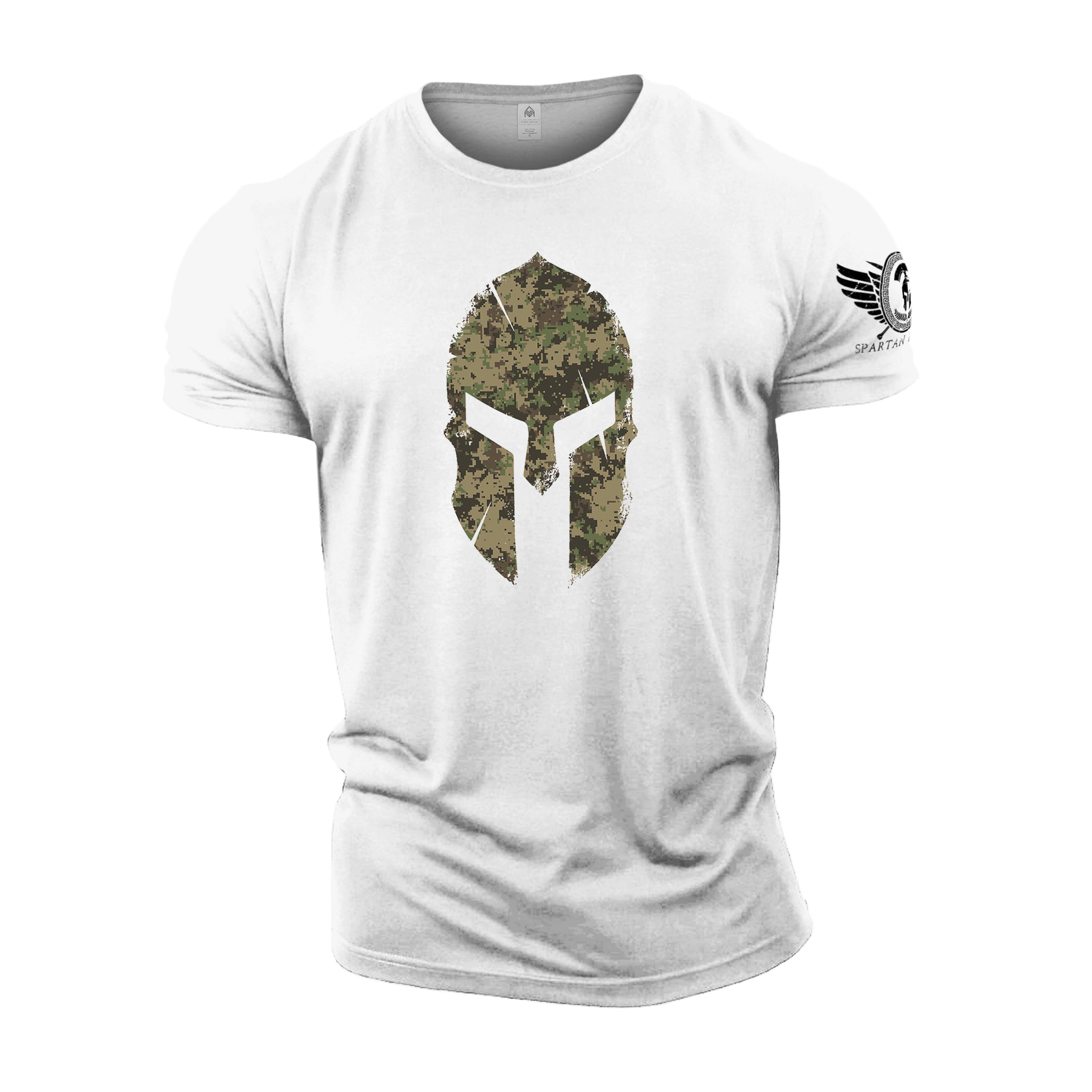 Spartan Helmet Woodland Camo - Spartan Forged - Gym T-Shirt
