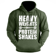 Heavy Weights and Protein Shakes - Gym Hoodie